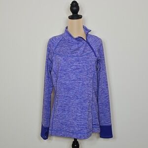 Eddie Bauer Women's Purple Heathered 1/4 Zip Athletic Pullover Long Sleeve Top L